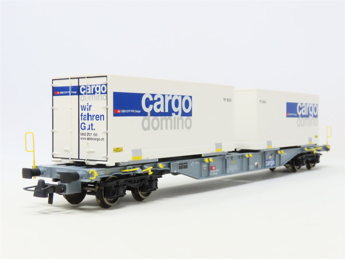 HO Scale Roco 66632 SBB CFF FFS Swiss Flat Car w/Cargo Domino Containers