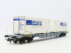 HO Scale Roco 66632 SBB CFF FFS Swiss Flat Car w/Cargo Domino Containers