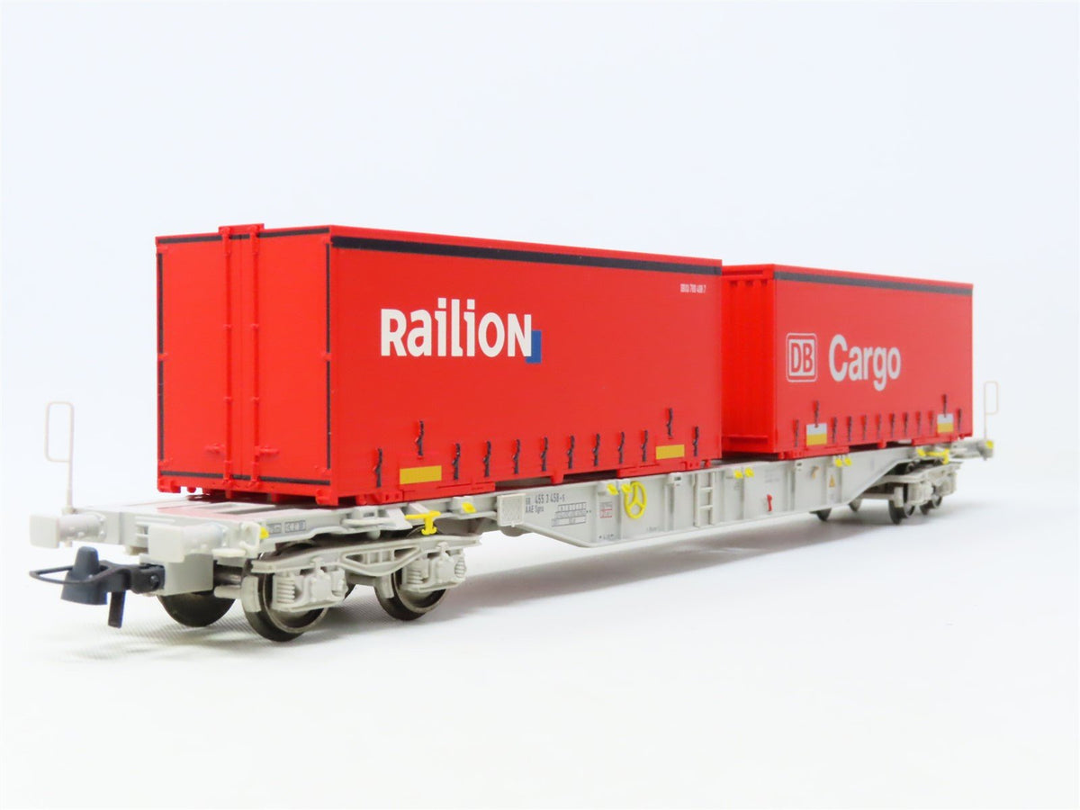 HO Scale Roco 66627 AAE Ahaus Alstätter Flat Car w/Railion &amp; DB Cargo Containers