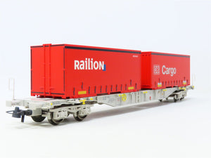 HO Scale Roco 66627 AAE Ahaus Alstätter Flat Car w/Railion & DB Cargo Containers