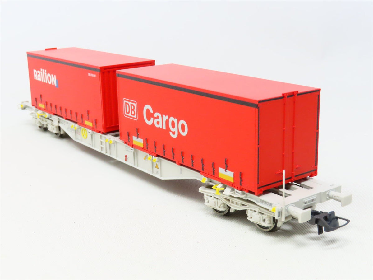 HO Scale Roco 66627 AAE Ahaus Alstätter Flat Car w/Railion &amp; DB Cargo Containers