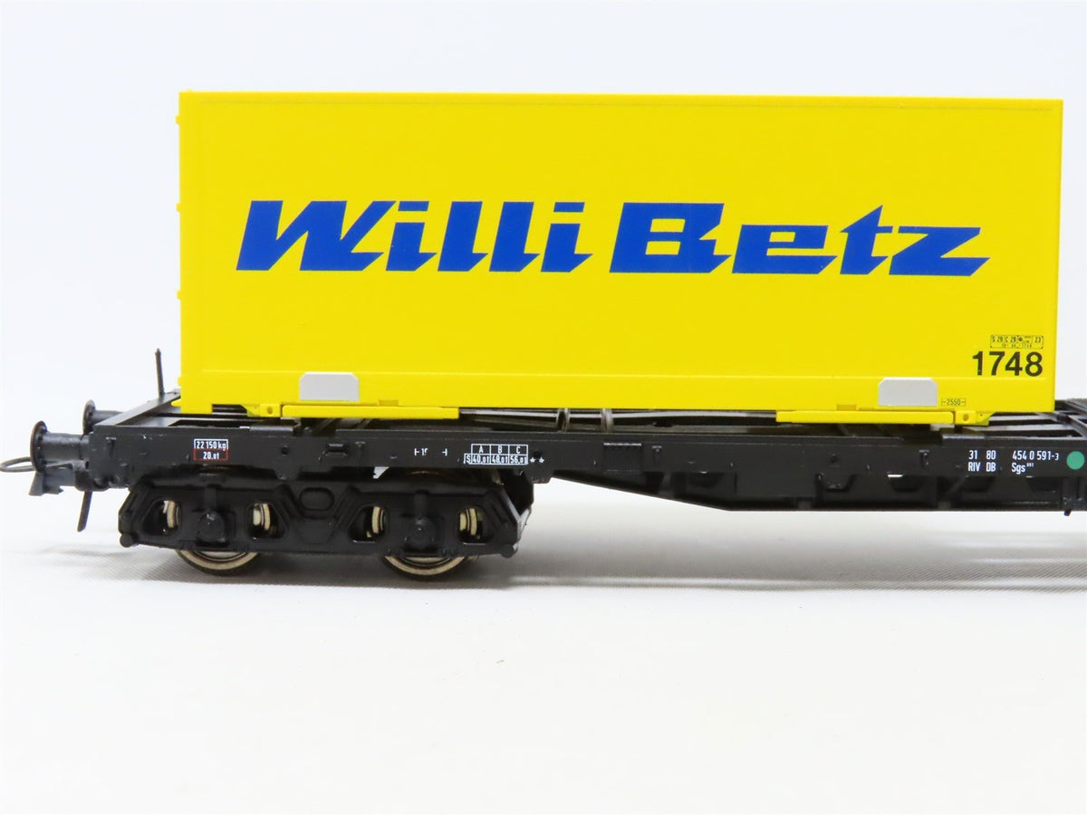 HO Scale Roco 66584 DB-AG German Flat Car w/WilliBetz Containers