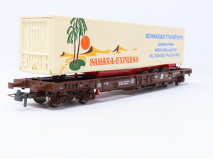 HO Scale Roco 47037 OBB Austrian Federal Flatcar #129-3 w/Sahara-Express Trailer