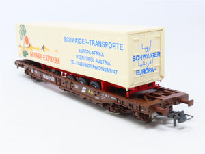 HO Scale Roco 47037 OBB Austrian Federal Flatcar #129-3 w/Sahara-Express Trailer