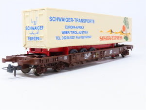 HO Scale Roco 47037 OBB Austrian Federal Flatcar #129-3 w/Sahara-Express Trailer