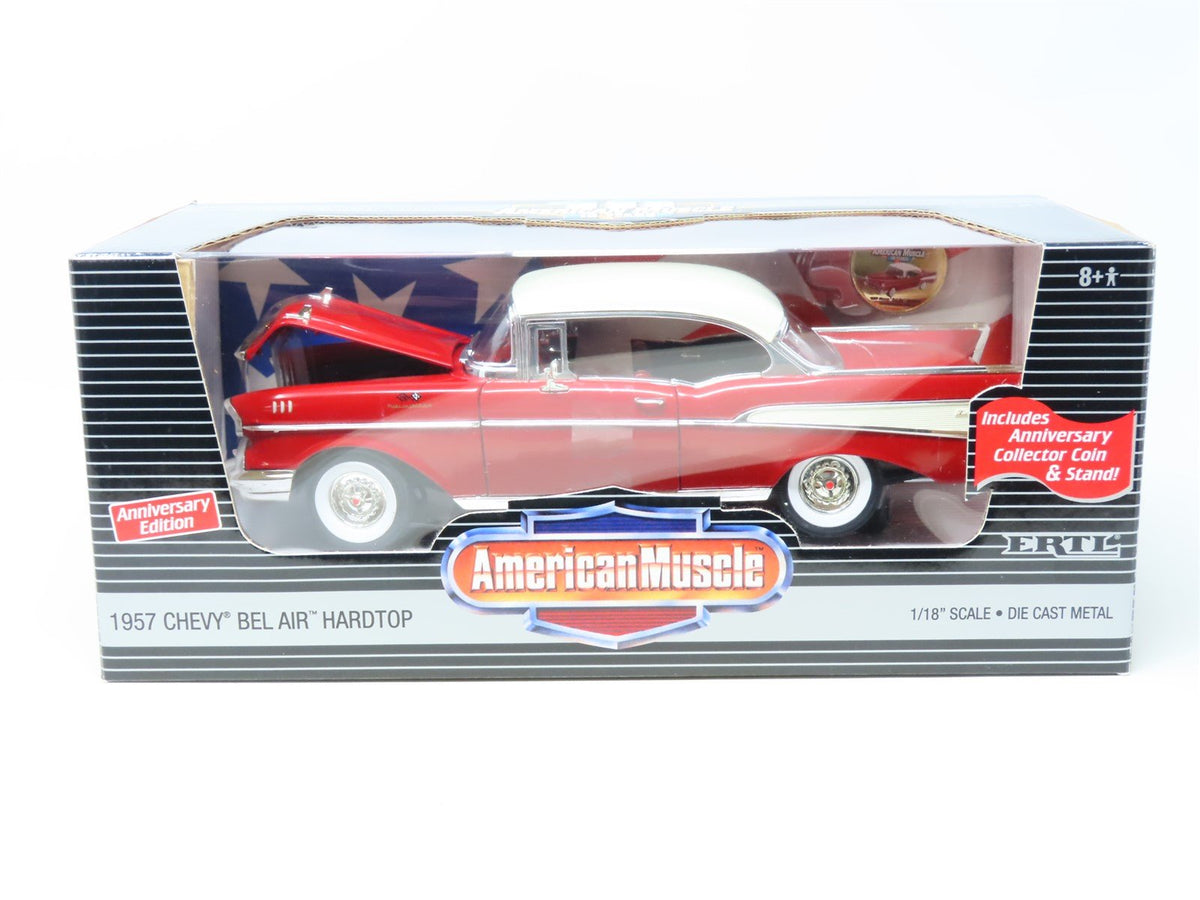 1:18 Ertl American Muscle #32917 Die-Cast 1957 Chevy Bel Air Hardtop - Red/White