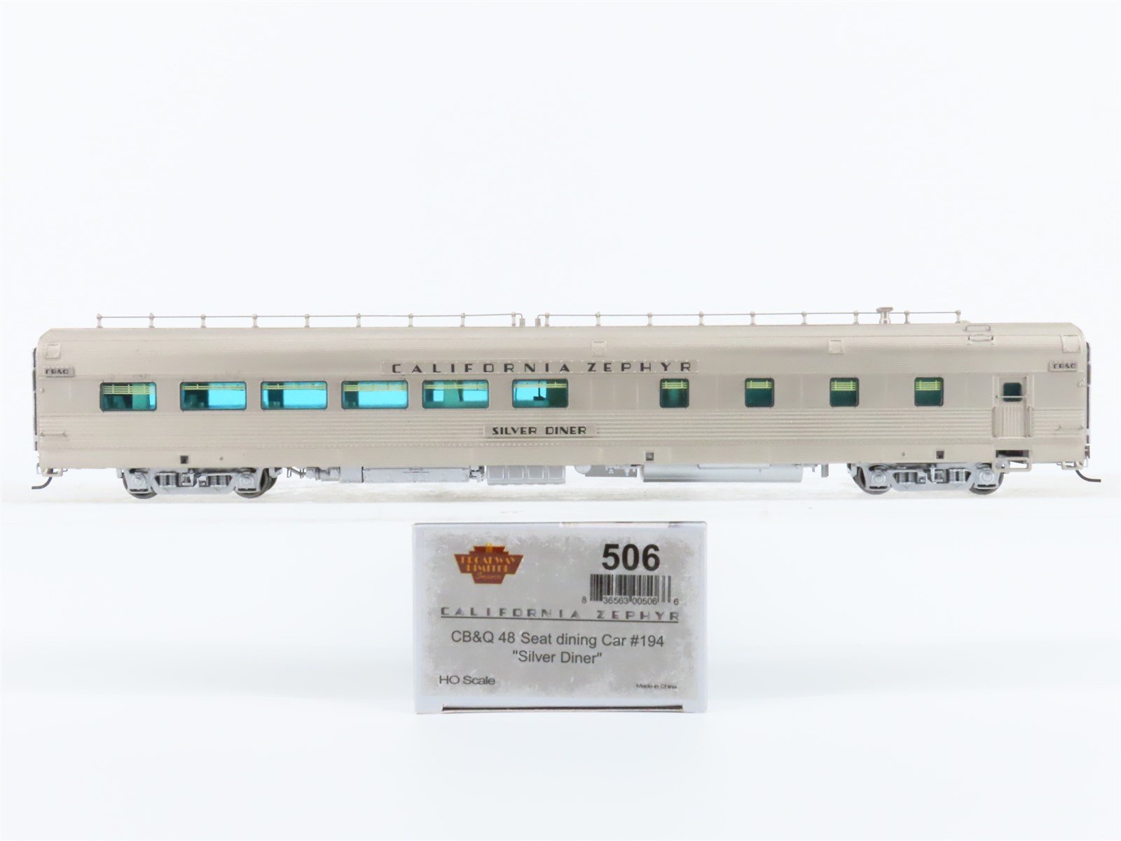 HO Scale Broadway Limited BLI 506 CB&Q Railway Dining Passenger Car Silver Diner