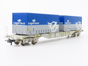 HO Scale Roco 66622 AAE Ahaus Alstätter Flat Car #464-3 w/2 Lagermax Containers