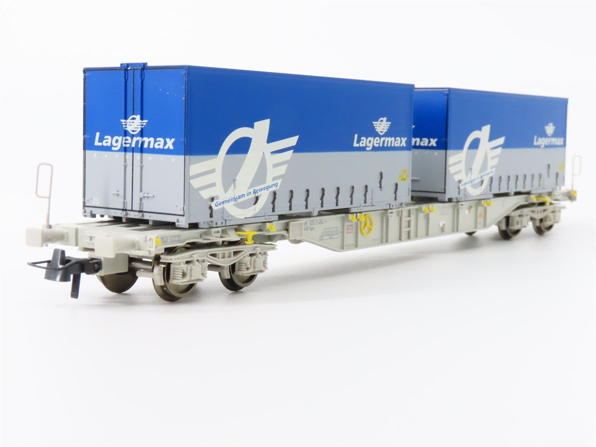 HO Scale Roco 66622 AAE Ahaus Alstätter Flat Car #464-3 w/2 Lagermax Containers