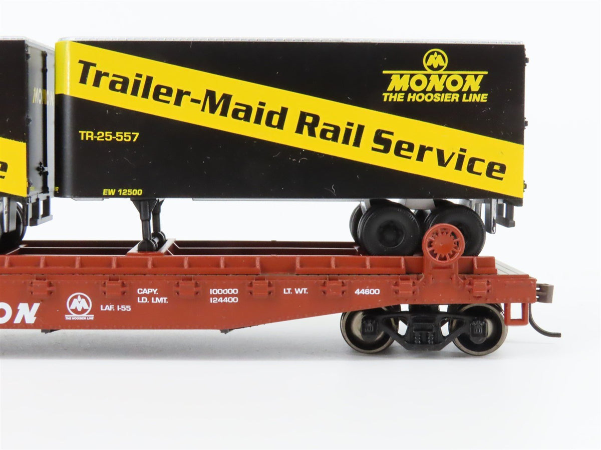 HO Scale Athearn 92381 CIL Monon 50&#39; Flatcar #7608 w/Trailers