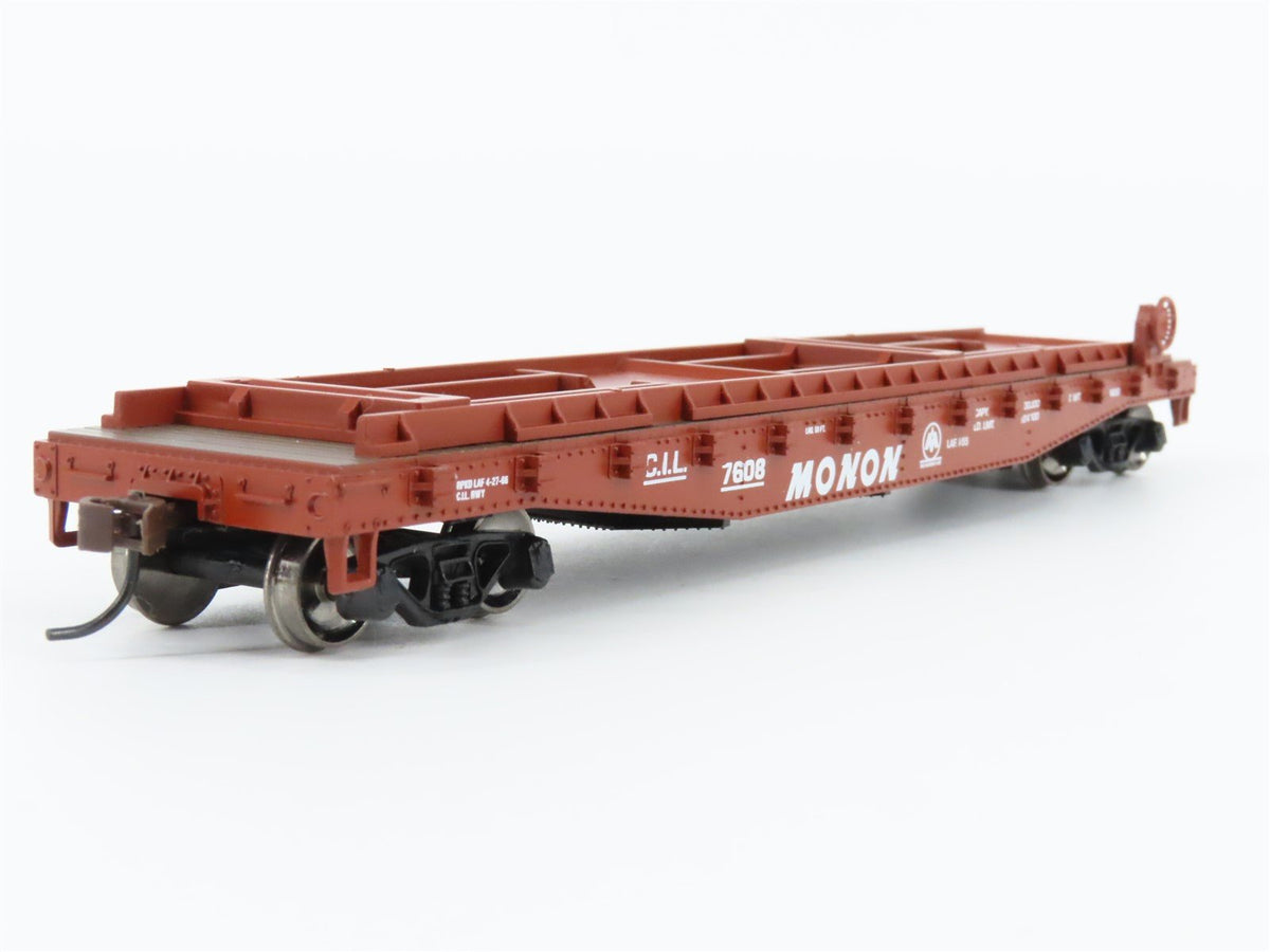 HO Scale Athearn 92381 CIL Monon 50&#39; Flatcar #7608 w/Trailers