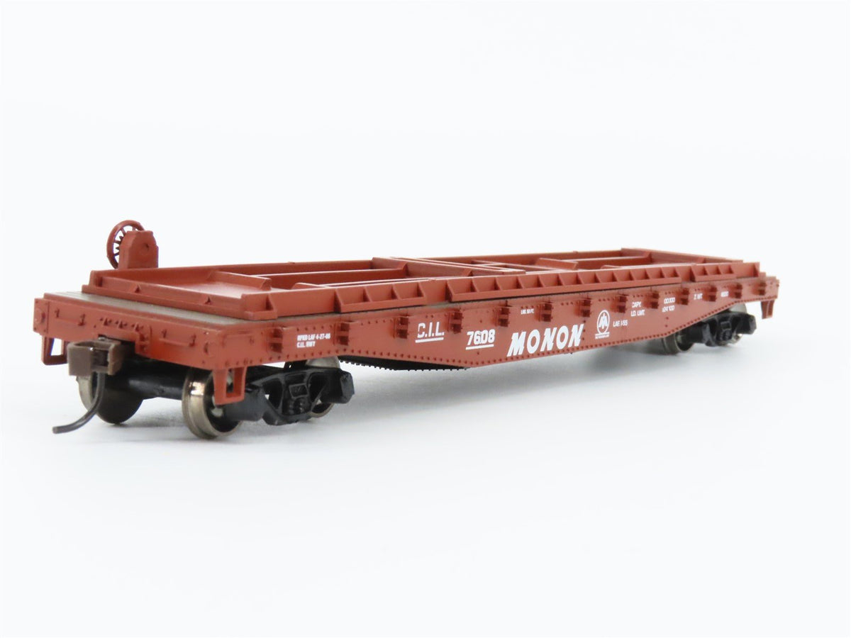 HO Scale Athearn 92381 CIL Monon 50&#39; Flatcar #7608 w/Trailers