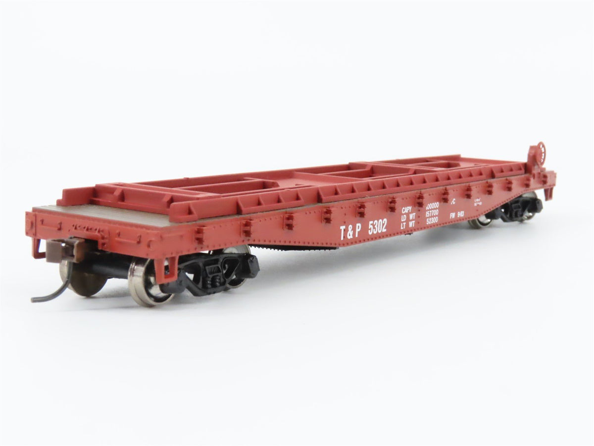 HO Scale Athearn 92383 T&amp;P Texas &amp; Pacific 50&#39; Flatcar #5302 w/Trailers