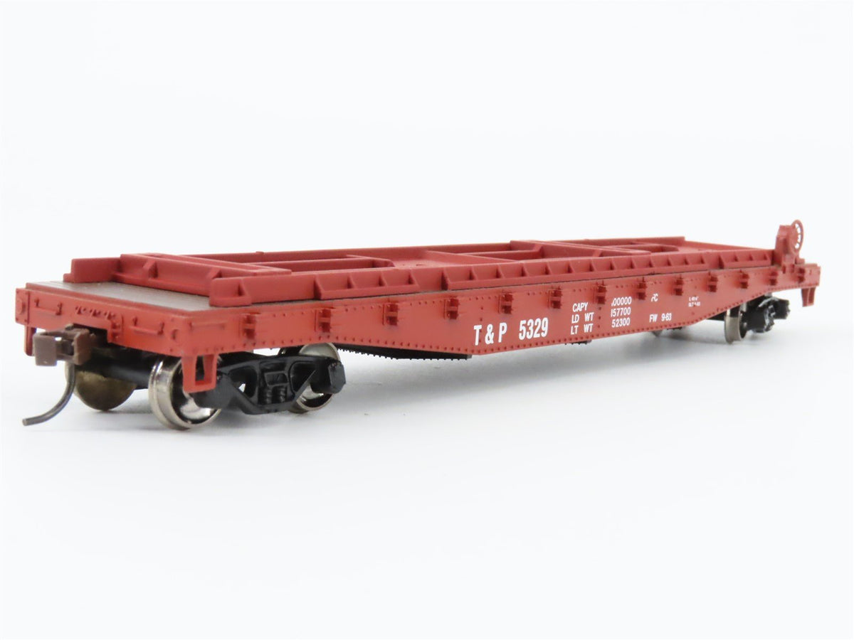 HO Scale Athearn 92384 T&amp;P Texas &amp; Pacific 50&#39; Flatcar #5329 w/Trailers