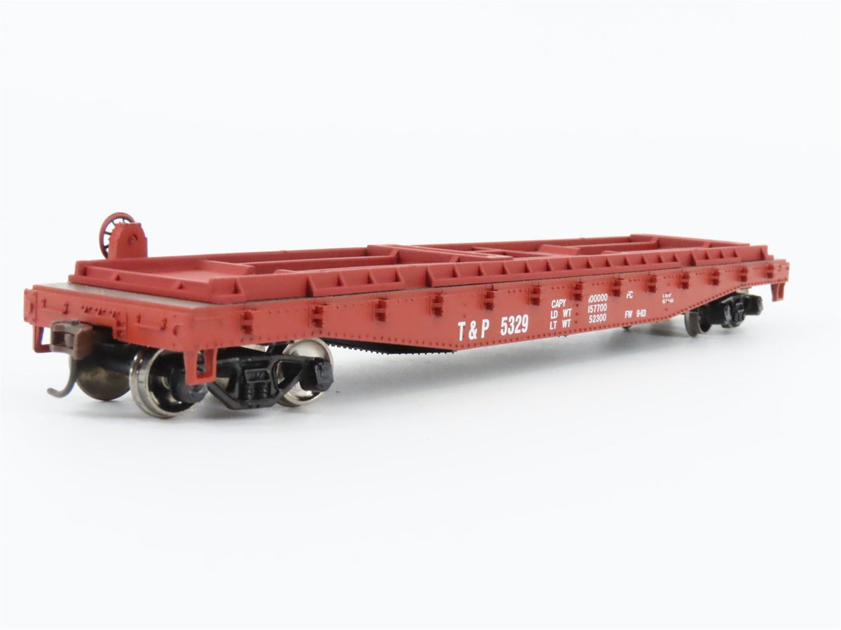 HO Scale Athearn 92384 T&amp;P Texas &amp; Pacific 50&#39; Flatcar #5329 w/Trailers