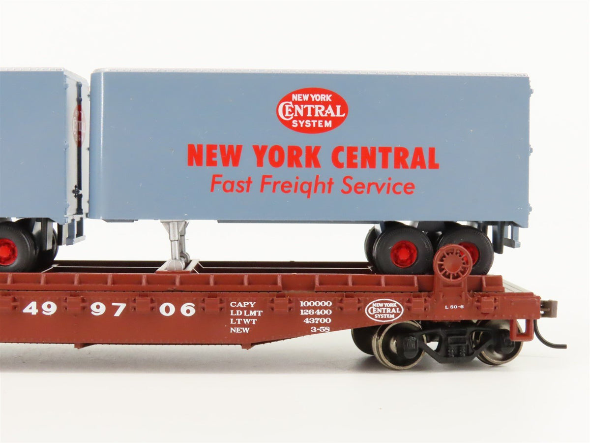 HO Scale Athearn 92393 NYC New York Central 50&#39; Flatcar #499706 w/Trailers