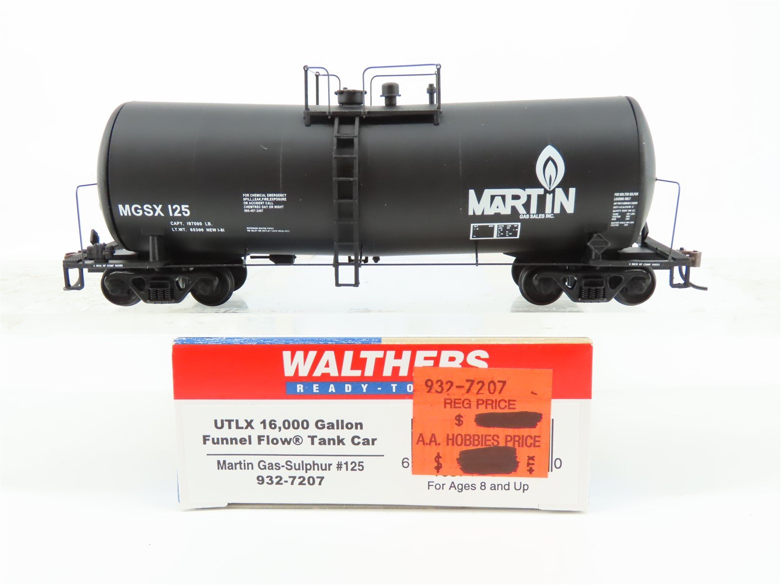 HO Scale Walthers 932-7207 MGSX Martin Gas-Sulphur Funnel Flow Tank Car #125