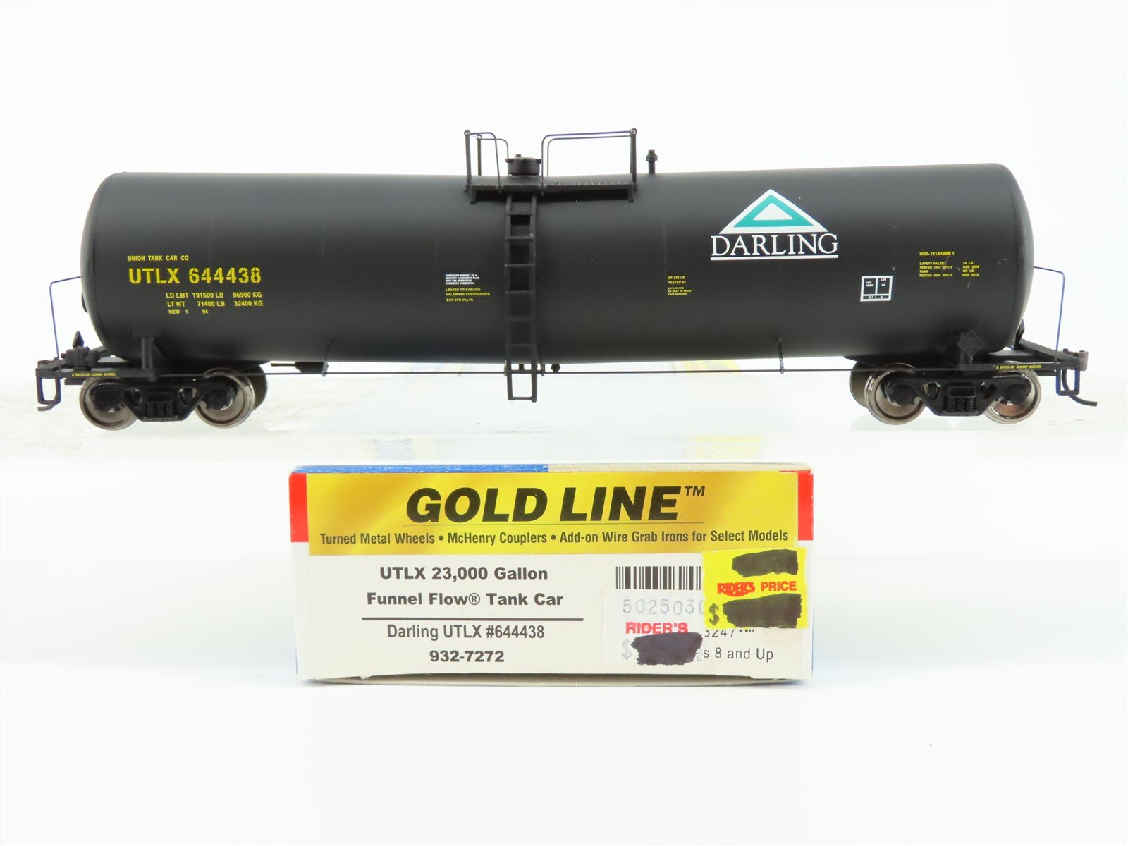 HO Scale Walthers Gold Line 932-7272 UTLX Darling Funnel Flow Tank Car #644438
