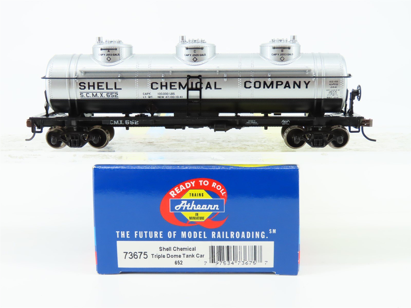 HO Scale Athearn 73675 SCMX Shell Chemical 3-Dome Tank Car #652