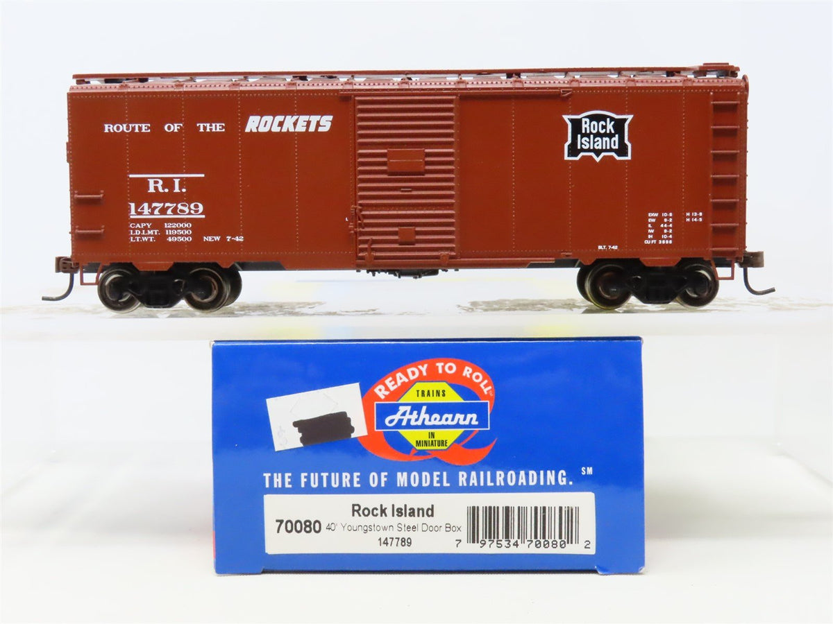 HO Scale Athearn 70080 RI Rock Island &quot;Route Of The Rockets&quot; 40&#39; Boxcar #147789