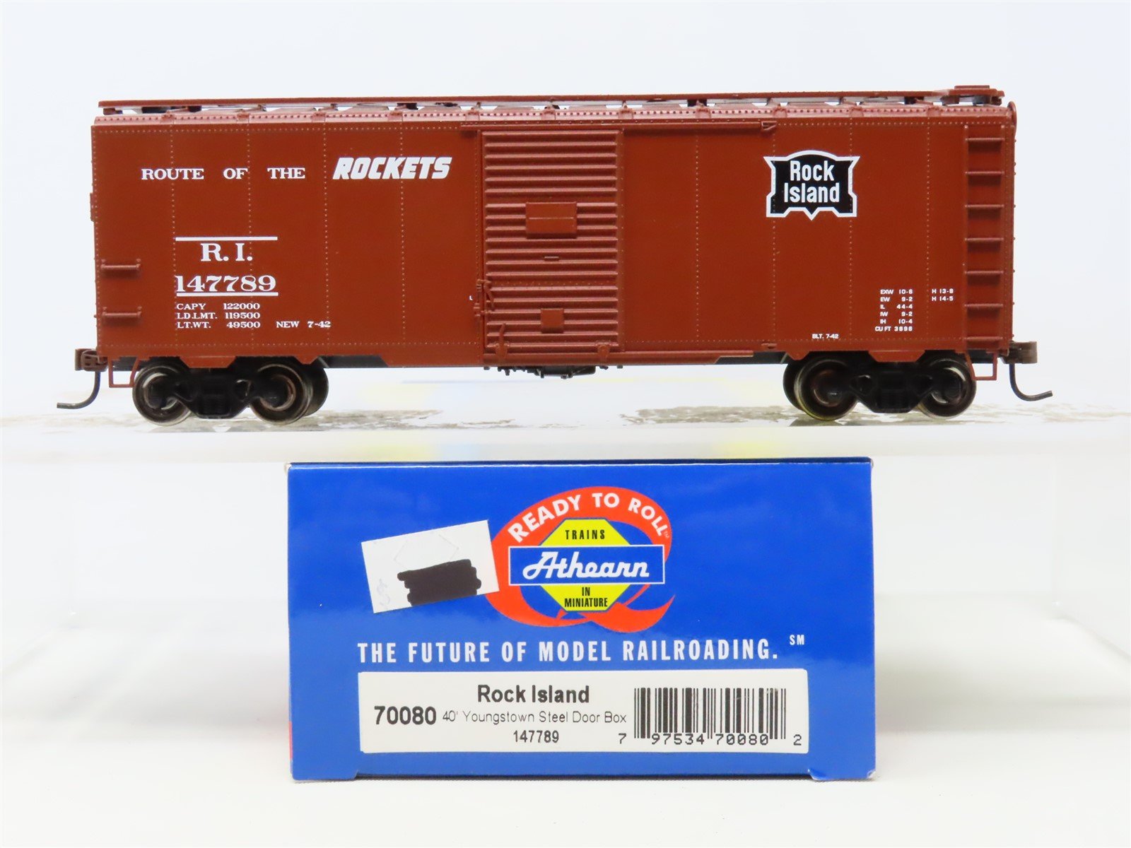 HO Scale Athearn 70080 RI Rock Island "Route Of The Rockets" 40' Boxcar #147789