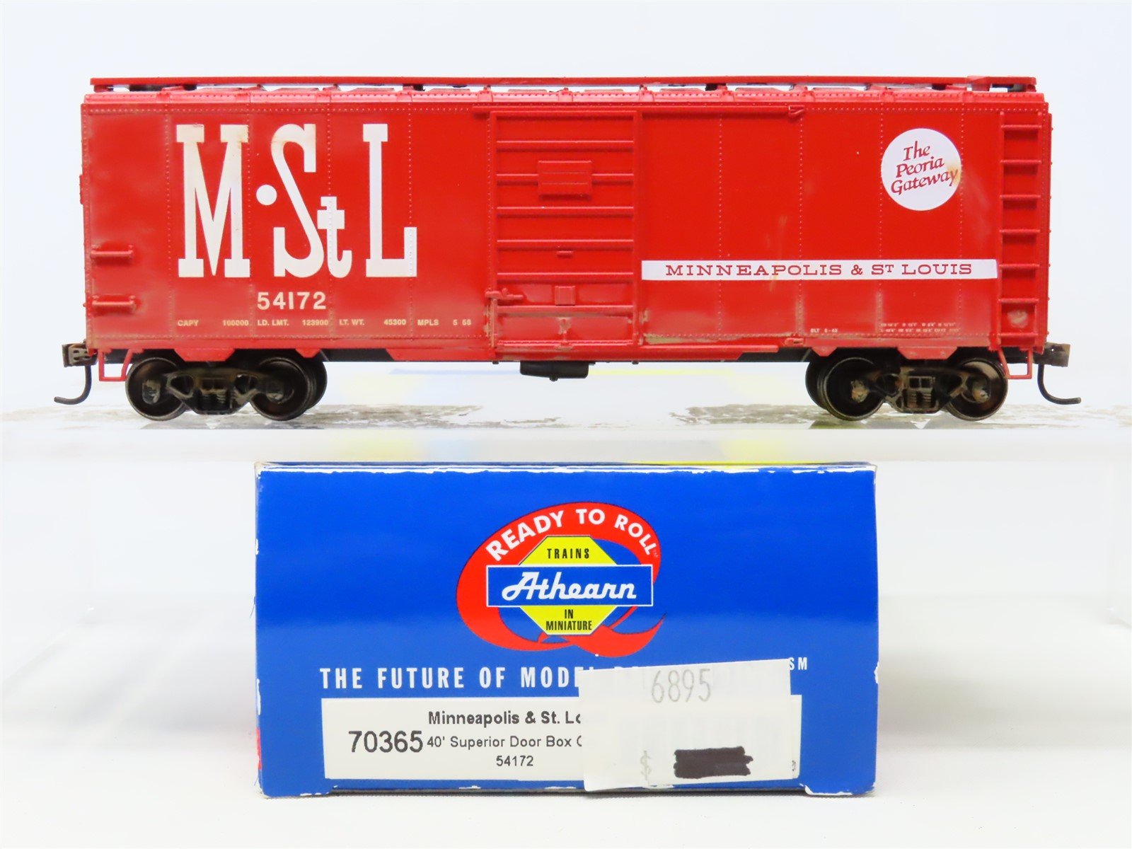 HO Scale Athearn 70365 MStL Minneapolis & St. Louis 40' Boxcar #54172 Weathered