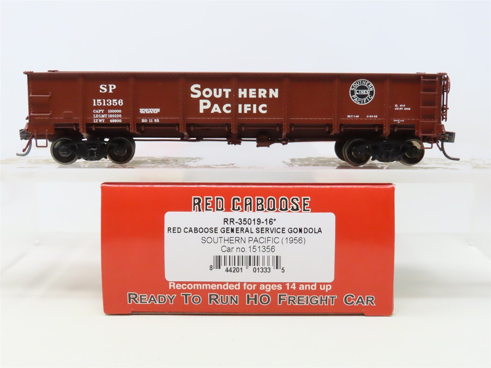 HO Scale Red Caboose RR3501916 SP Southern Pacific 40' Gondola #151356