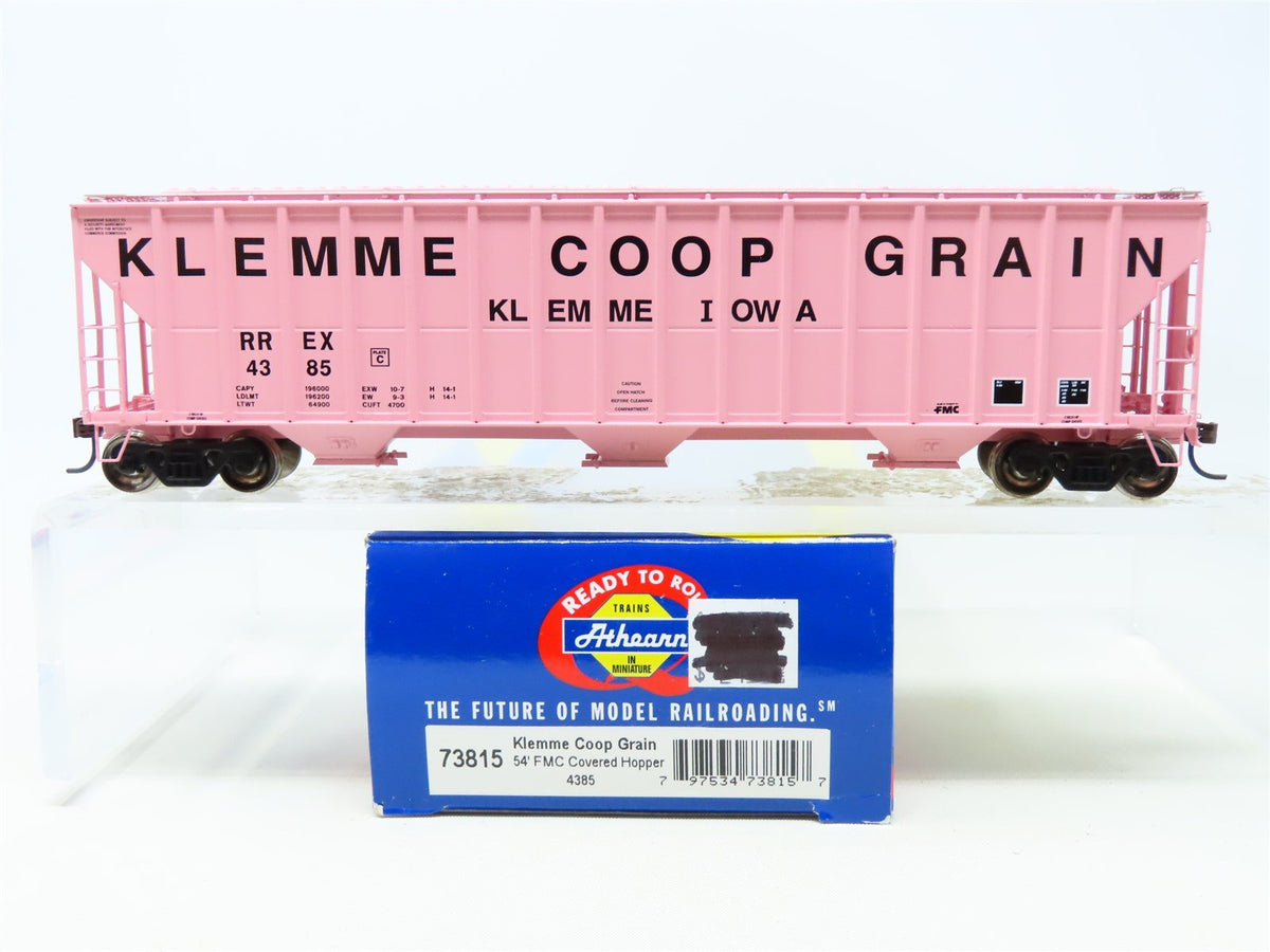 HO Scale Athearn 73815 RREX Klemme Co-Op Grain 54&#39; 3-Bay Covered Hopper #4385