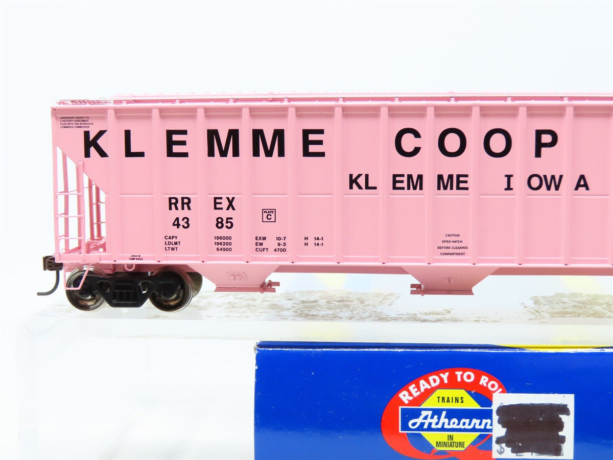 HO Scale Athearn 73815 RREX Klemme Co-Op Grain 54&#39; 3-Bay Covered Hopper #4385