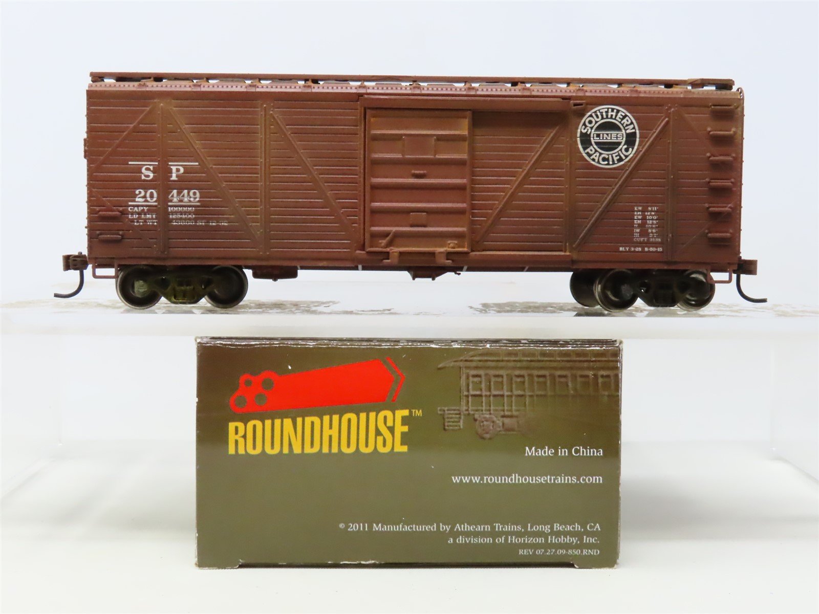 HO Scale Roundhouse 85712 SP Southern Pacific 40' Boxcar #20449 Weathered