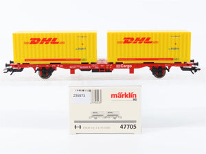 HO Scale Marklin 47705 DB-AG German Cargo Flat Car #009-3 w/DHL Containers