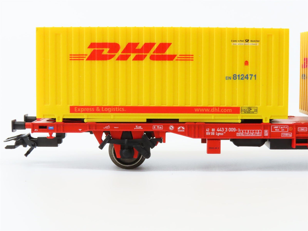 HO Scale Marklin 47705 DB-AG German Cargo Flat Car #009-3 w/DHL Containers