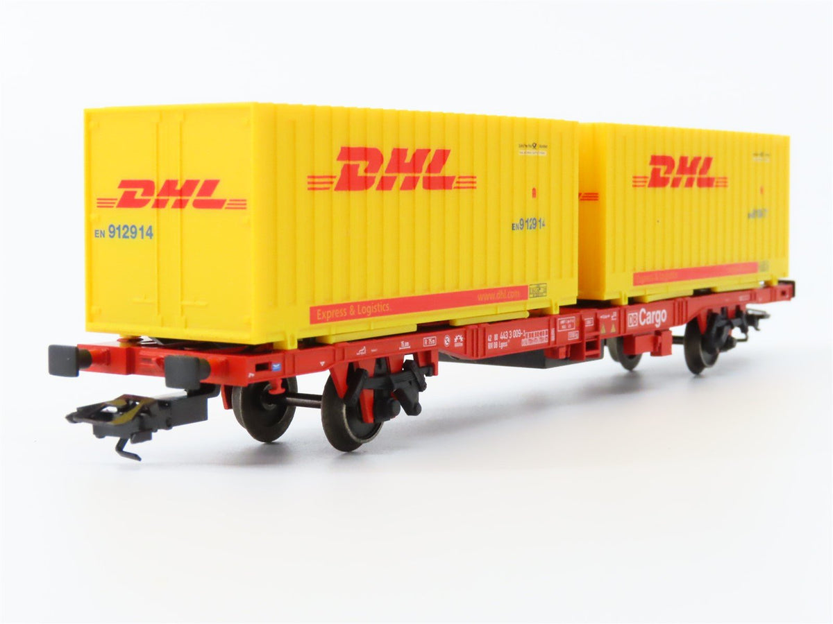 HO Scale Marklin 47705 DB-AG German Cargo Flat Car #009-3 w/DHL Containers