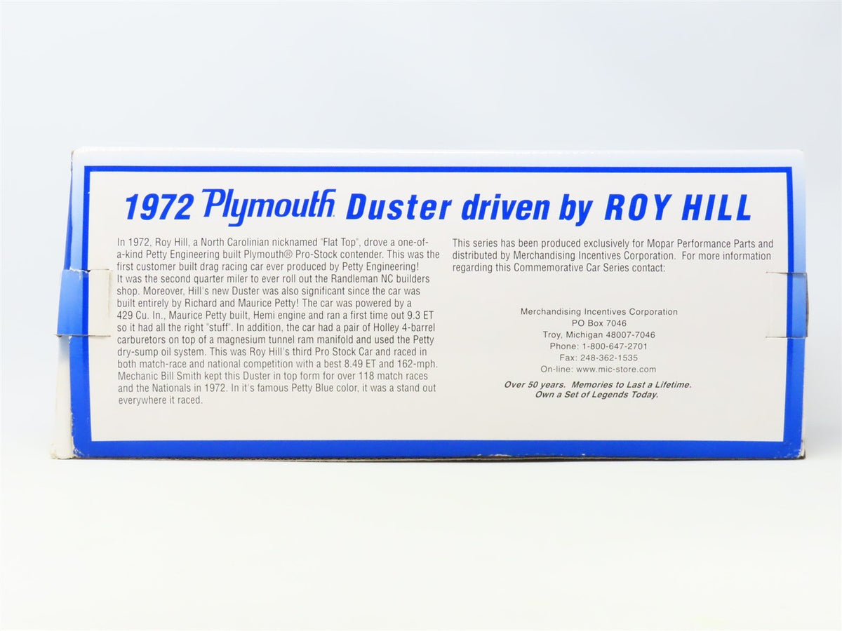 1:18 Scale RC2 Ertl Mopar #29328P Diecast NHRA Roy Hill 1972 Plymouth Duster