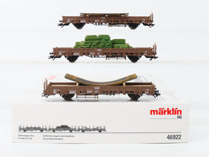 HO Scale Marklin 46922 DSB Danish State Era V Stake Flat Cars w/Loads 3-Unit Set