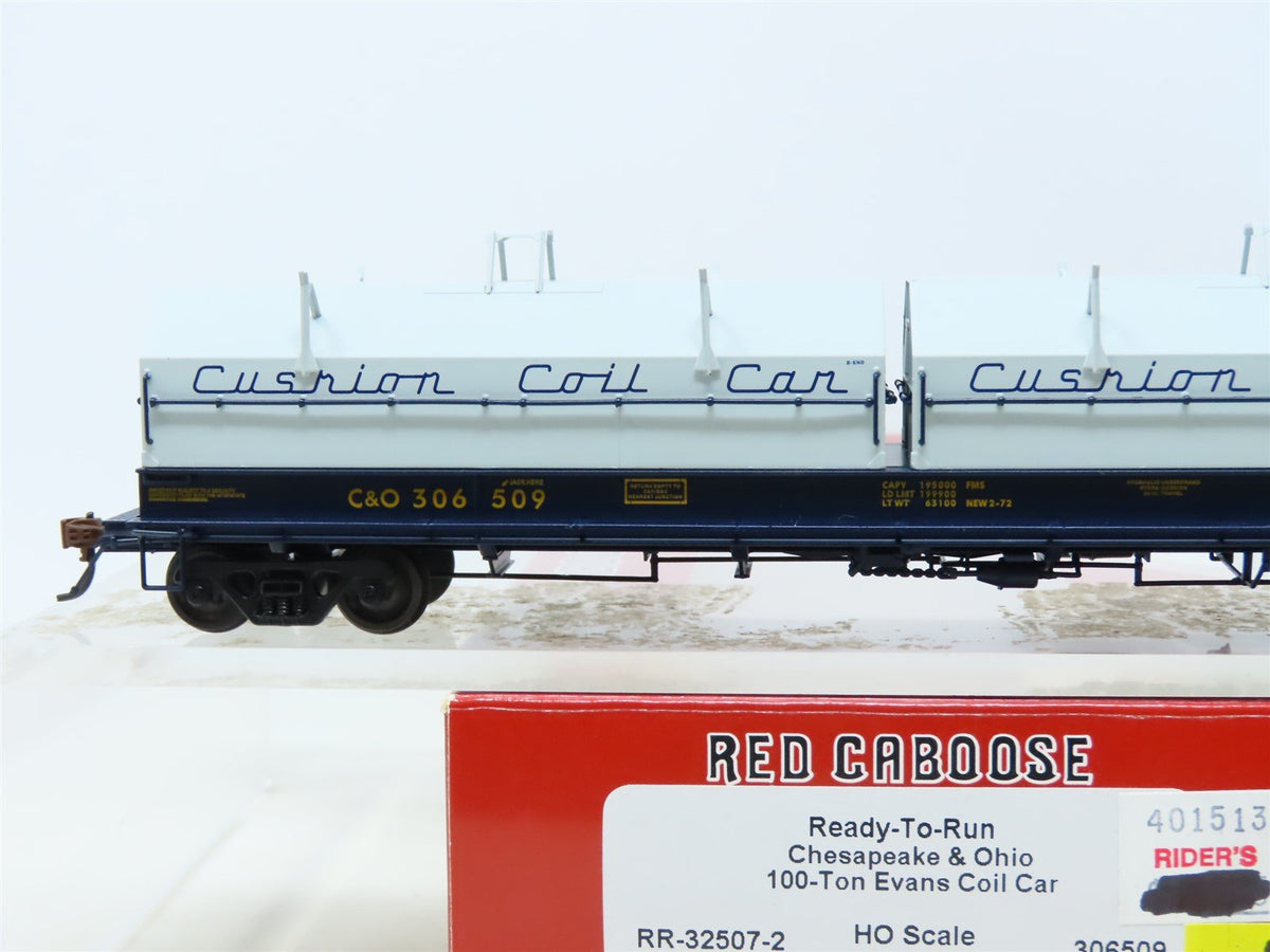 HO Scale Red Caboose RR-32507-2 C&amp;O Chesapeake &amp; Ohio Coil Car #306509