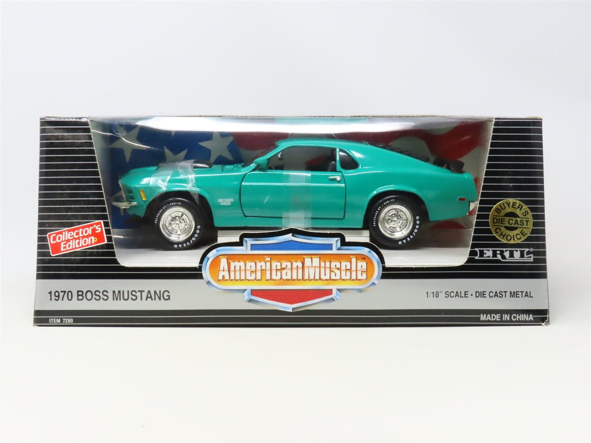 1:18 Scale Ertl American Muscle #7280 Die-Cast 1970 Boss Mustang - Green/Black