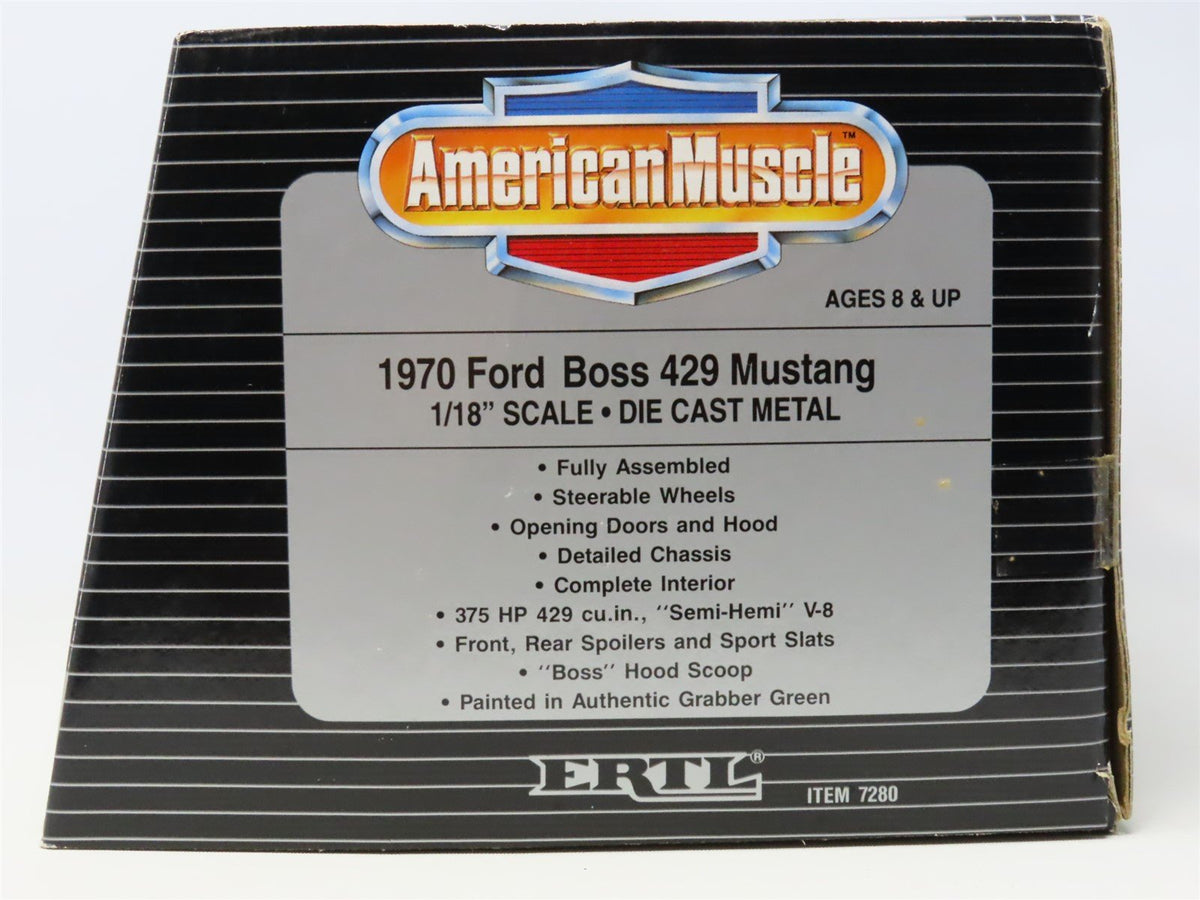 1:18 Scale Ertl American Muscle #7280 Die-Cast 1970 Boss Mustang - Green/Black