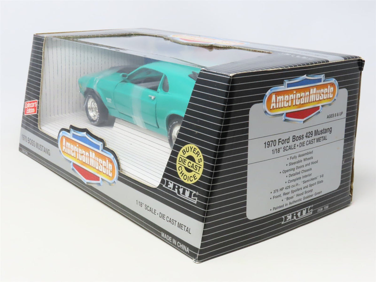 1:18 Scale Ertl American Muscle #7280 Die-Cast 1970 Boss Mustang - Green/Black