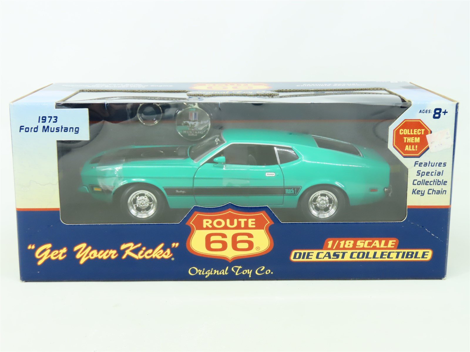 1:18 Scale Original Toy Co. Route 66 Die-Cast 1973 Ford Mustang - Green/Black