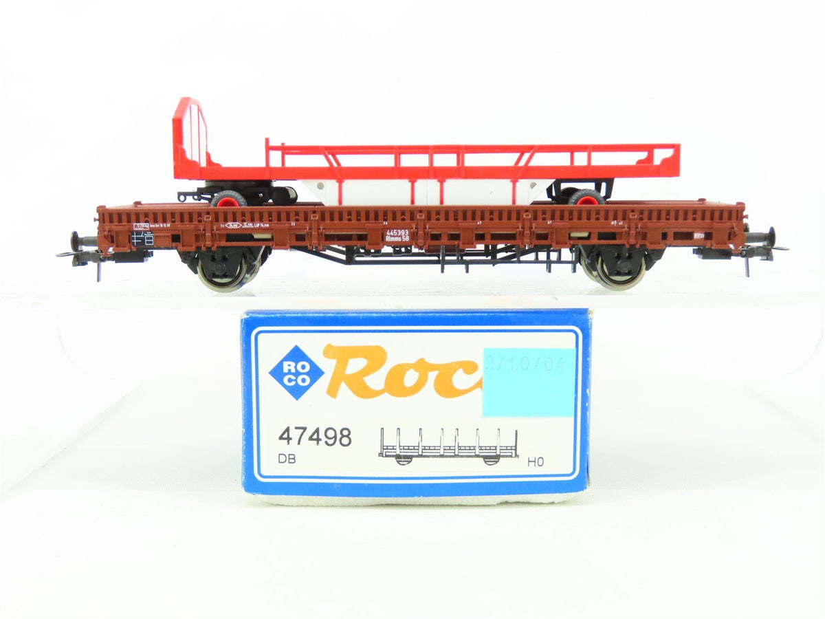 HO Roco 47498 DB German Stake Flat Car #445393 w/Circus Williams Flatbed Trailer