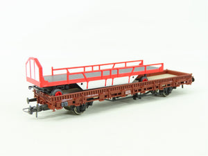 HO Roco 47498 DB German Stake Flat Car #445393 w/Circus Williams Flatbed Trailer