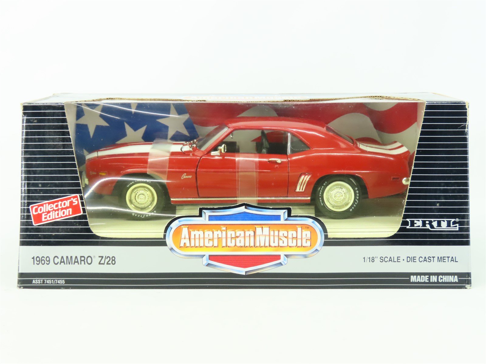 1:18 Scale Ertl American Muscle #7455 Die-Cast 1969 Camaro Z/28 - Red/White