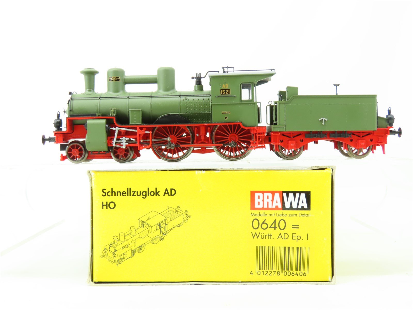 HO BRAWA 0640 K.W.St.E. Wurttemberg 4-4-0 Class AD Steam #1521 - DCC Ready