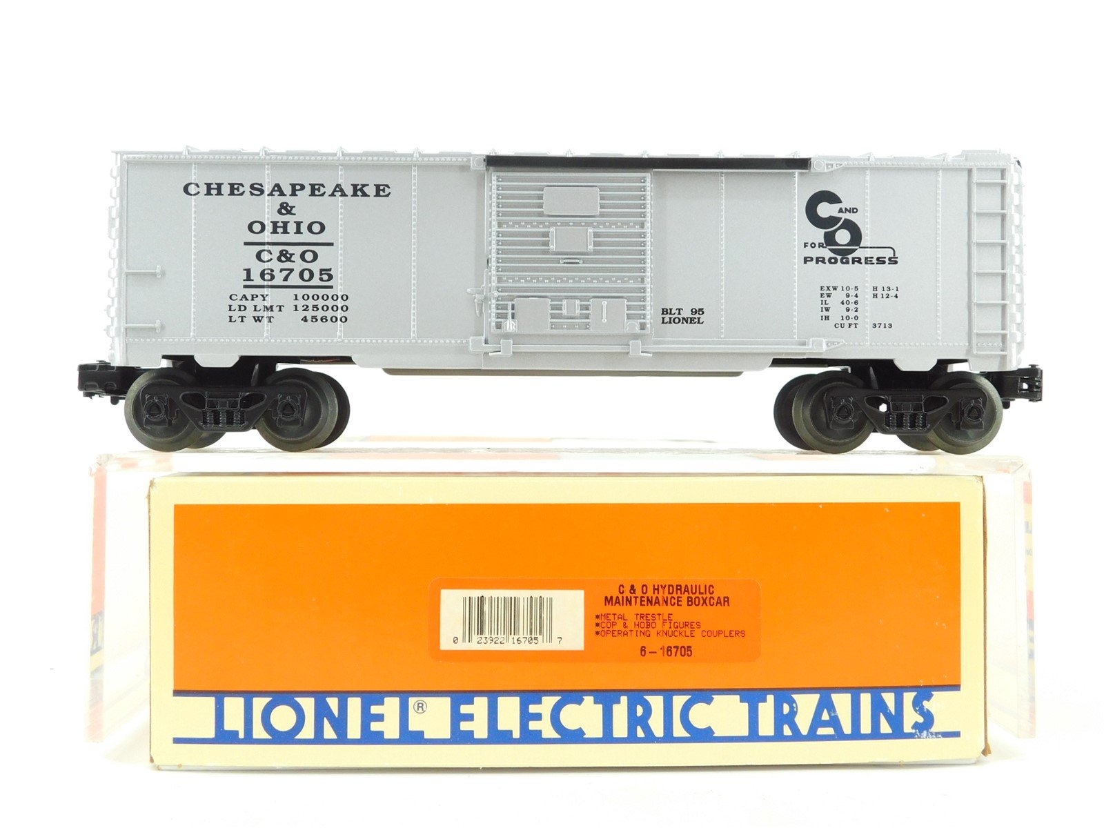 O Gauge 3-Rail Lionel 6-16705 C&O Chesapeake & Ohio Maintenance Boxcar #16705