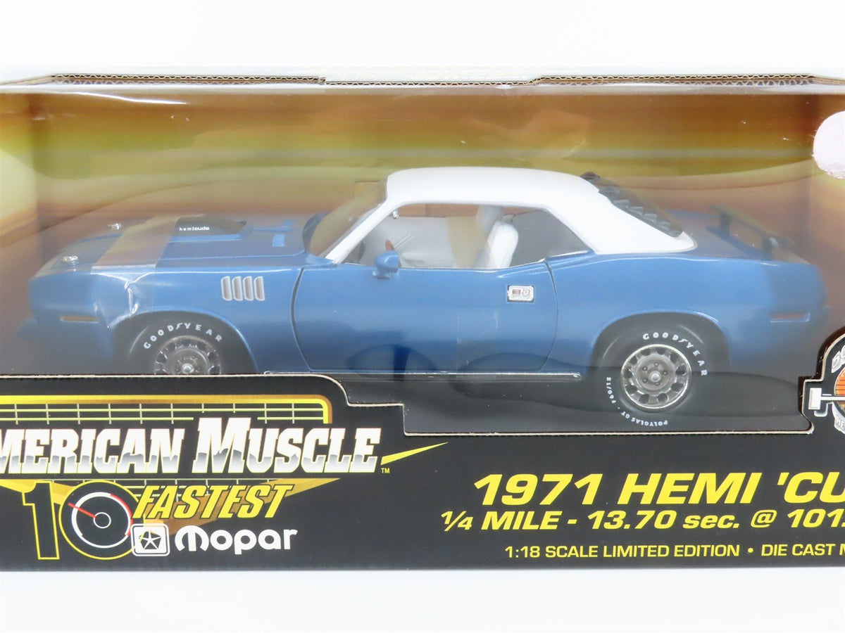 1:18 Scale RC Ertl American Muscle #33009 Die-Cast 1971 Hemi &#39;Cuda - Blue/White