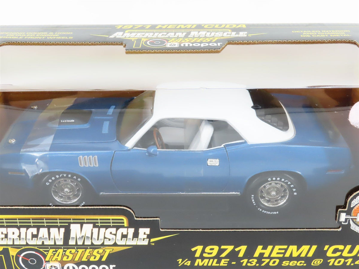 1:18 Scale RC Ertl American Muscle #33009 Die-Cast 1971 Hemi &#39;Cuda - Blue/White