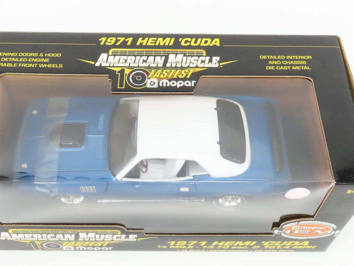 1:18 Scale RC Ertl American Muscle #33009 Die-Cast 1971 Hemi &#39;Cuda - Blue/White