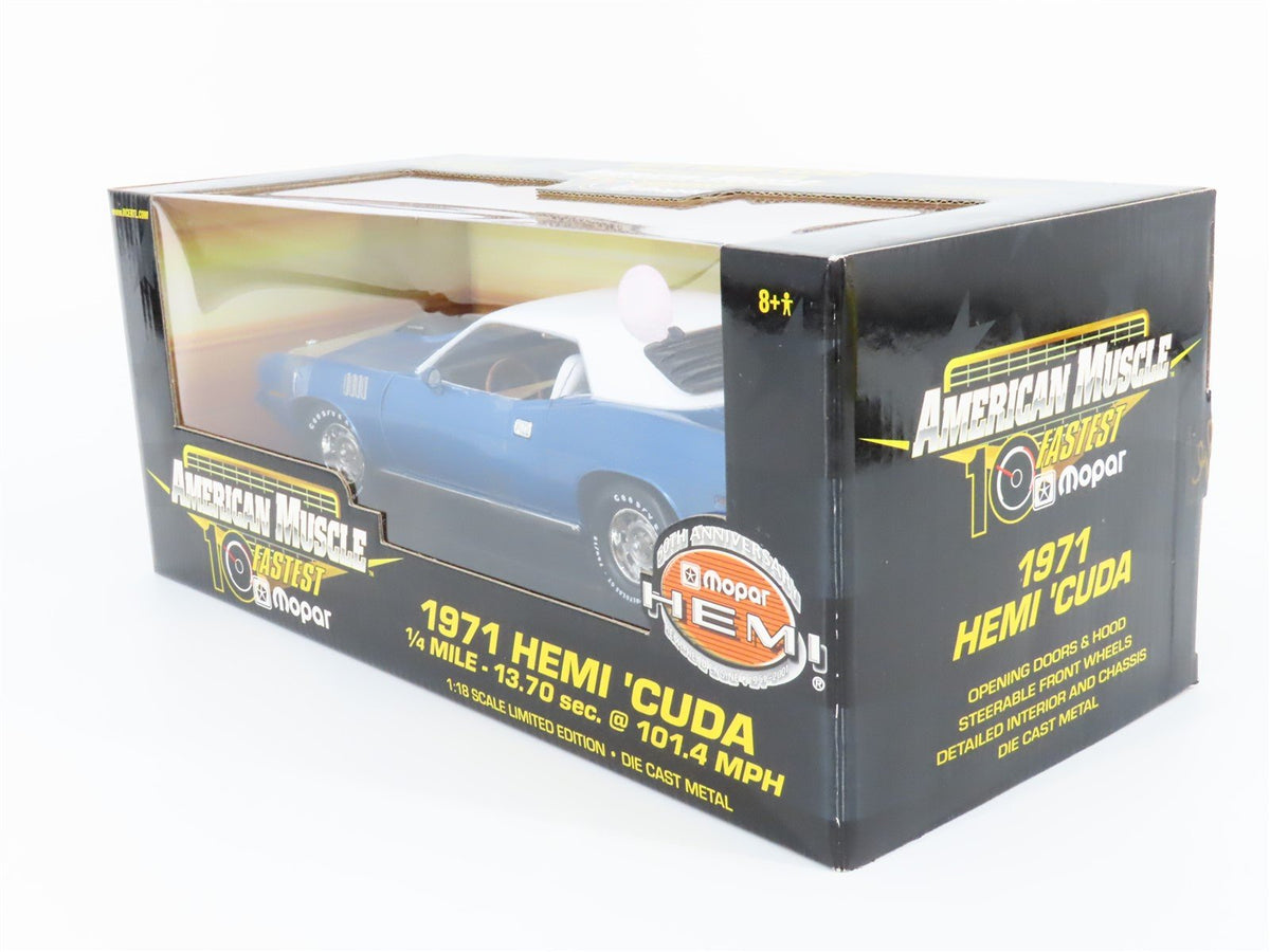 1:18 Scale RC Ertl American Muscle #33009 Die-Cast 1971 Hemi &#39;Cuda - Blue/White