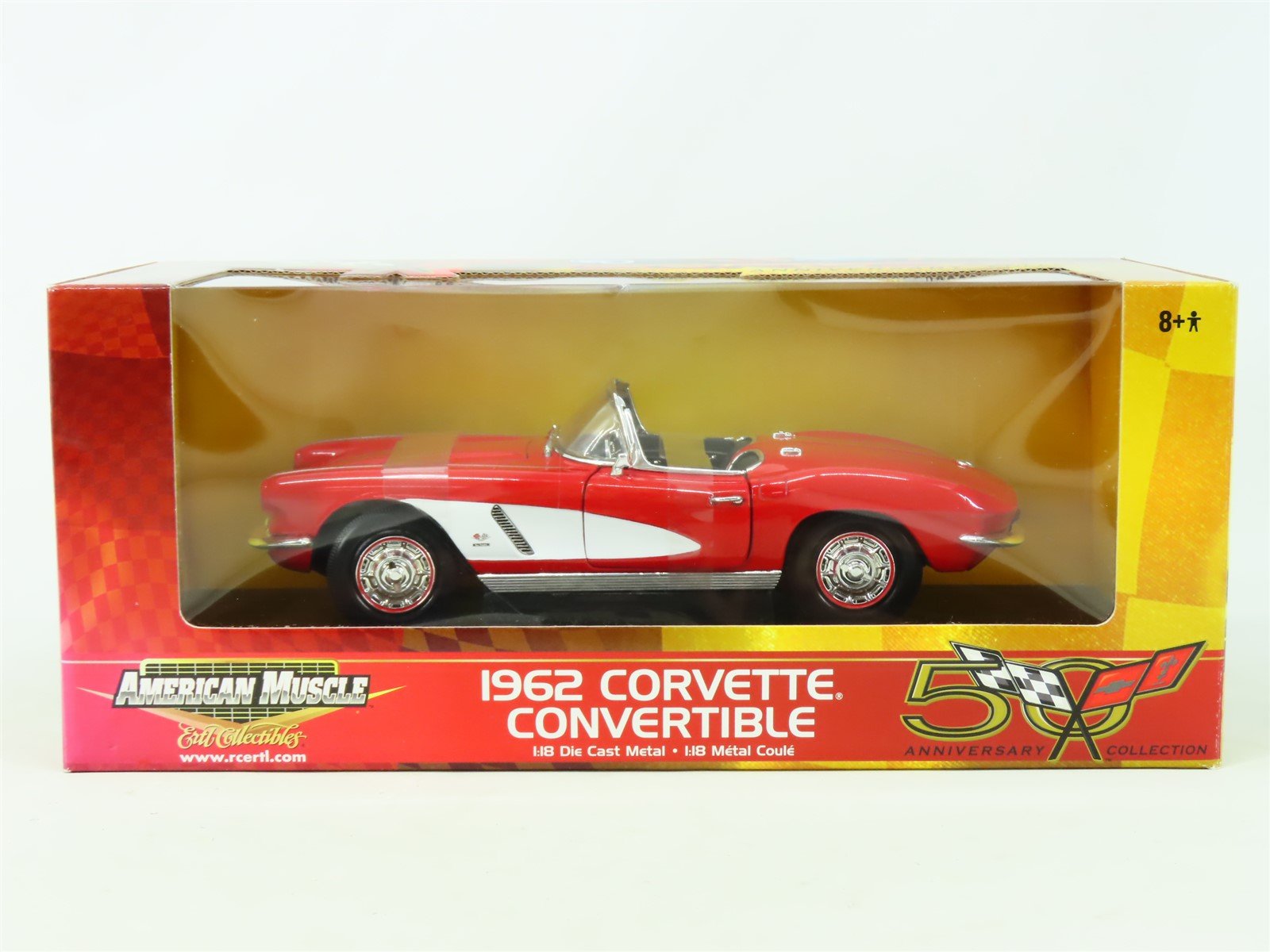 1:18 Scale RC Ertl American Muscle 36833 Diecast 1962 Corvette Convertible - Red